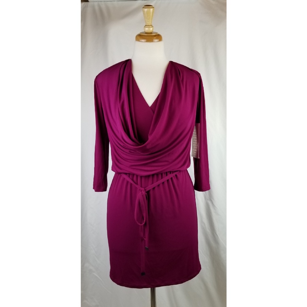 NWT BOSTON PROPER Tie Front Cowl Dress - Berry 0